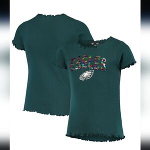 Philadelphia Eagles New Era Girls Youth Reverse Sequin T-Shirt - Midnight Green